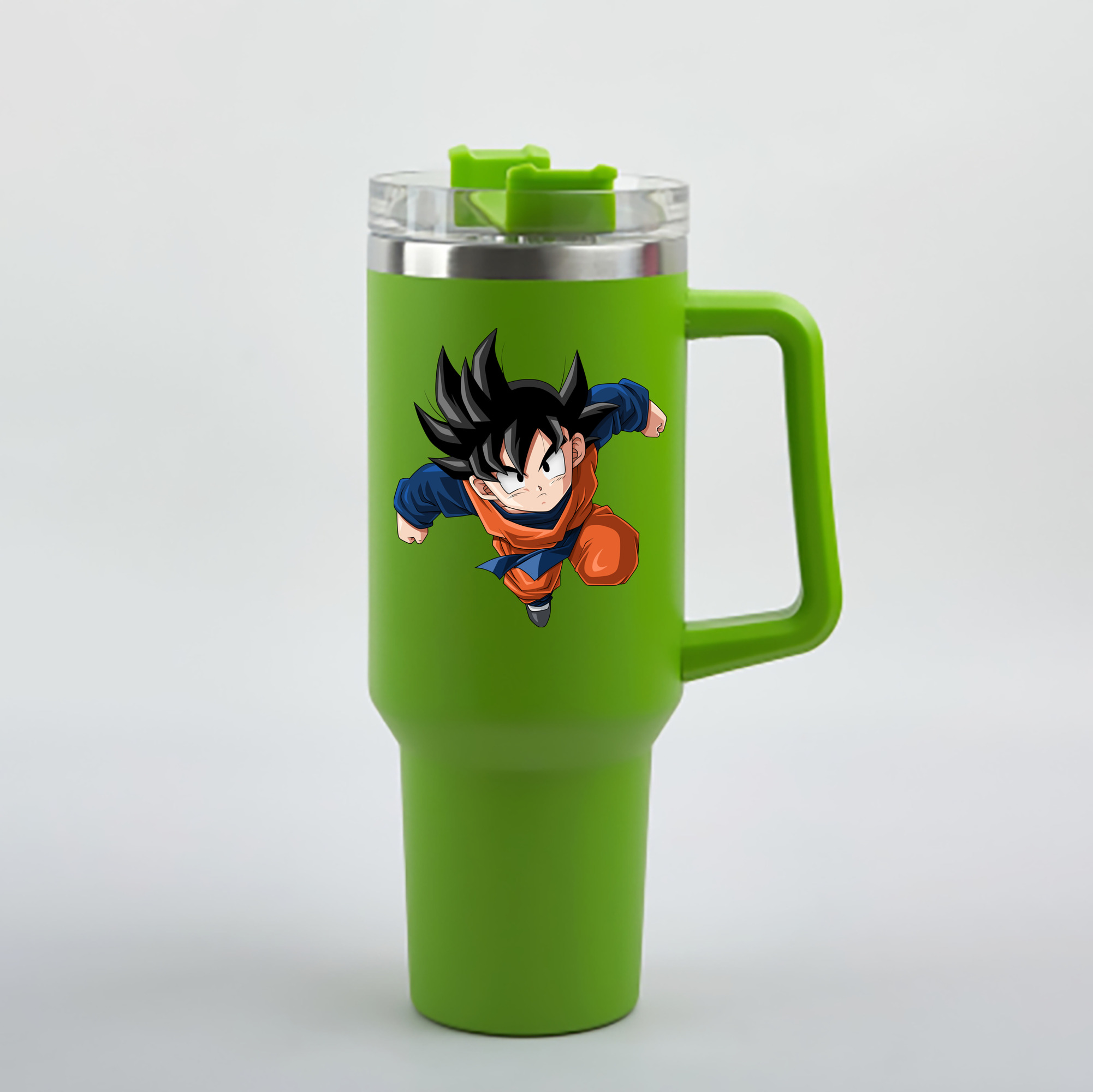 （画像用） ドラゴンボール 孫悟空（そん ごくう）Son Goku カカロット DRAGON BALL Kakarotto 1200mL車用タンブラー - クリスタルステッカー（プラスチックストロー付き）